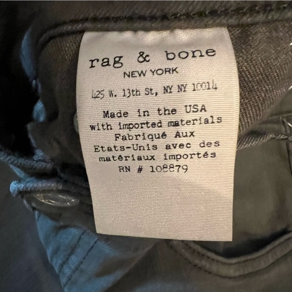 Rag & Bone Skinny Straight Leg Jeans Mid Rise Army Green Women's 29 Grunge - Picture 7 of 7
